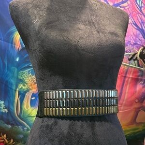 BCBGMaxAzria Black Belt silver gold gunmetal handware XS stretch back